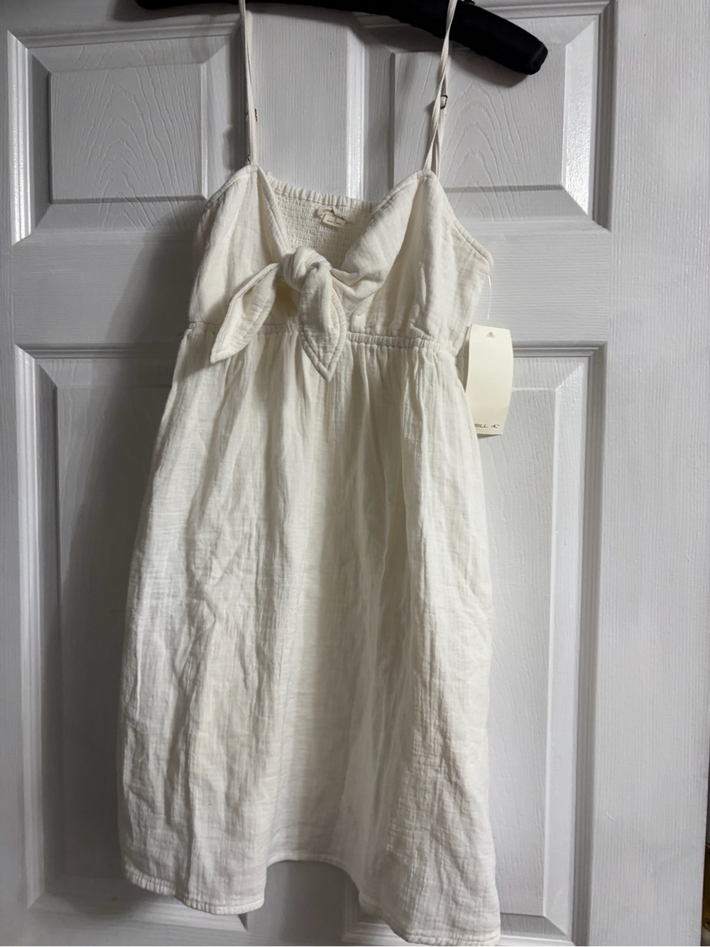 O'Neill Cream Tie-Front Sleeveless Sundress